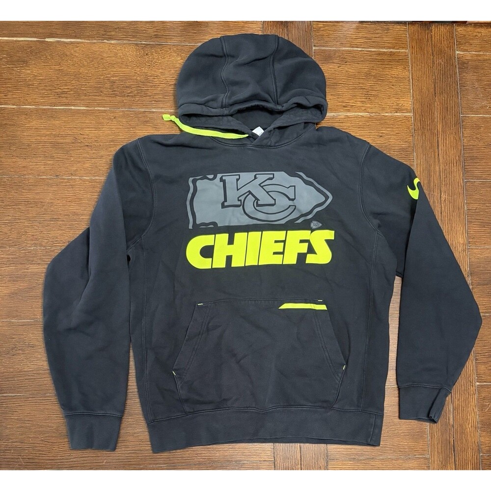 Kansas City Chiefs Nike Neon Volt Black Hoodie Sweatshirt Pullover Men’s Size S